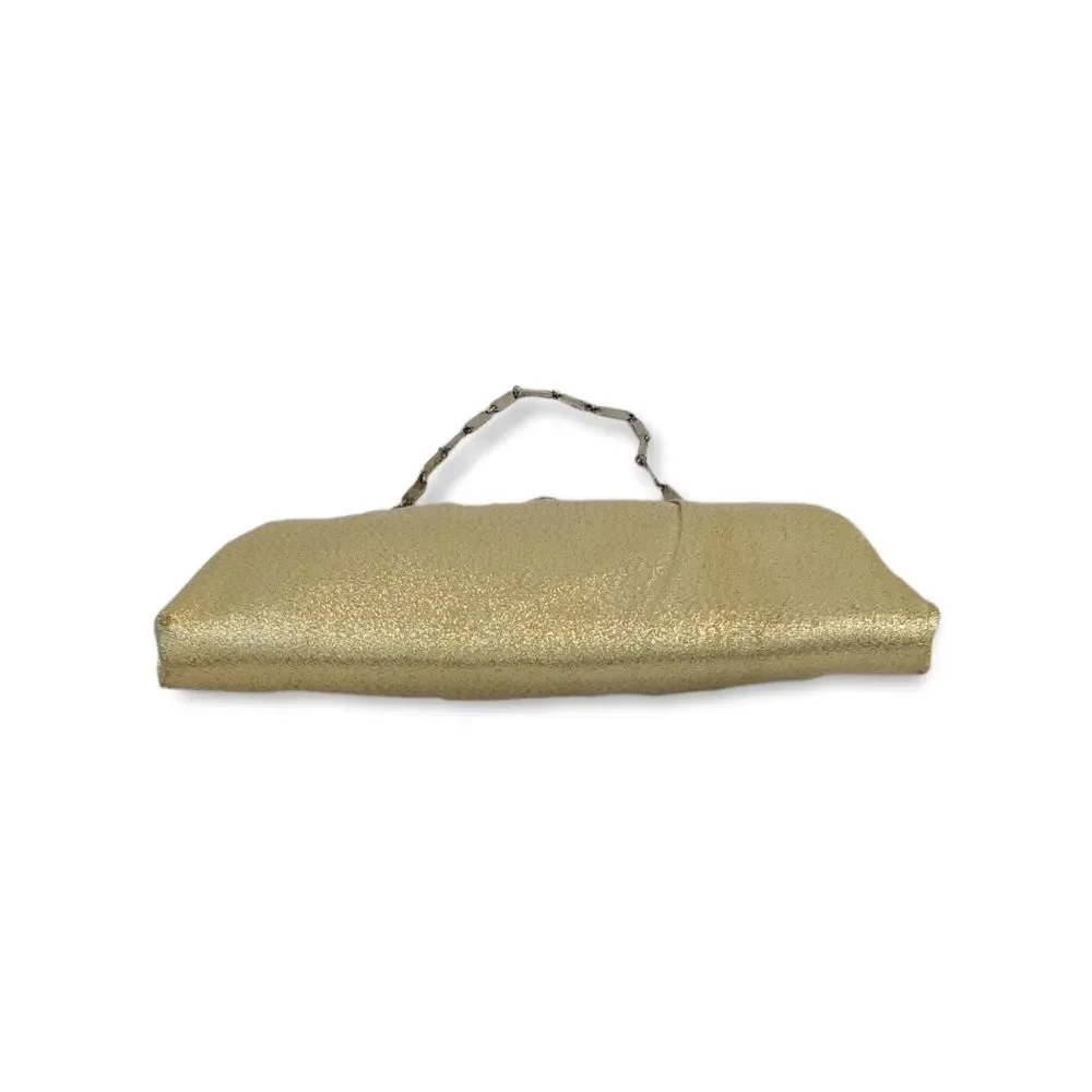 Harry Lavine Women's Gold Metalic Clutch Handbag W/ Chain Handles & Clasp Close. - Picture 6 of 14